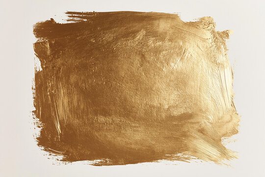 Gold Metallic Paint Stroke On White Background