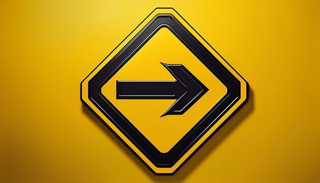 warning sign with yellow background and right arrow symbol