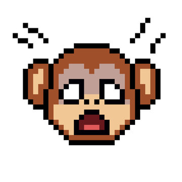 Shocked Monkey Pixel Art Head icon