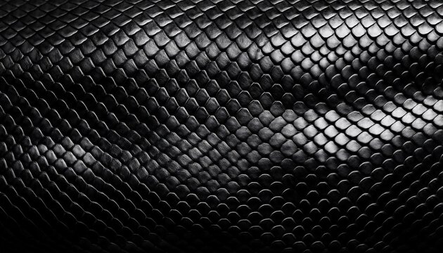 black mamba snake skin texture with detailed scales and ample copyspace for text in a dramatic black and white presentation