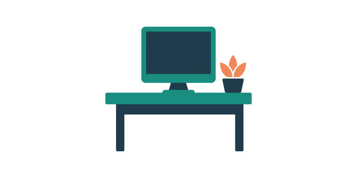 Computer workstation vector illustration on isolated background.