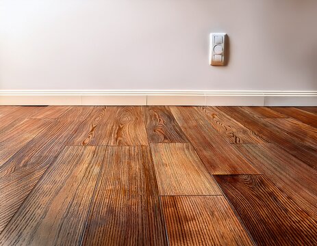 freshly installed brown laminate flooring with matching baseboards maintenance and durability