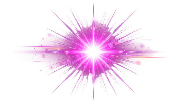 Bright pink starburst light effect with glowing rays