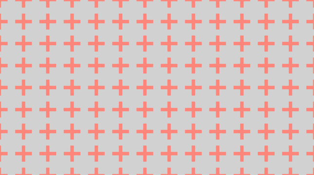 Red plus sign cross pattern on light background.