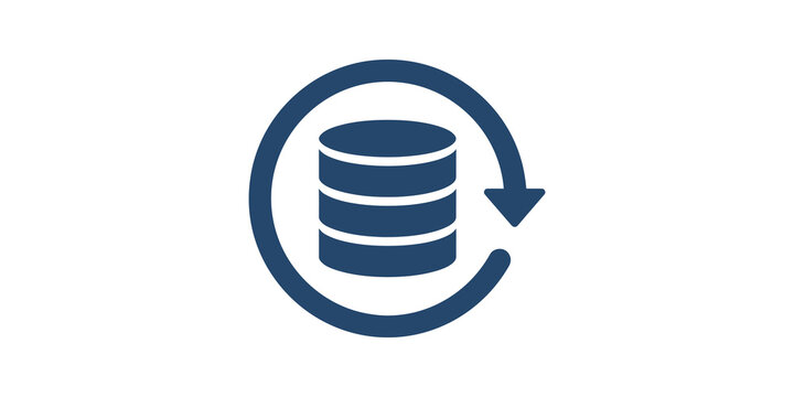 Blue database update icon on transparent background for backup tasks.
