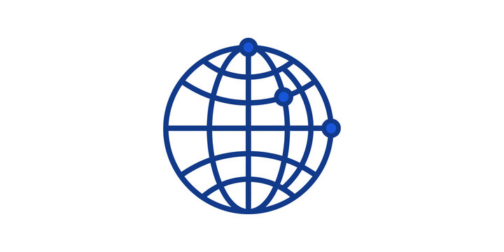 Global network connection lines internet communication world map.