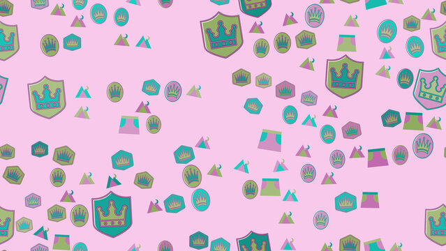 Pattern of stylized crowns and geometric shapes