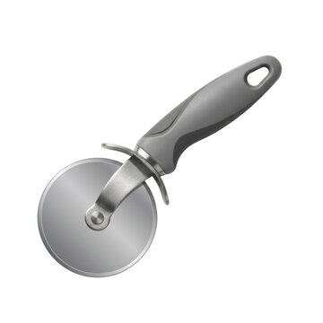 Stainless Steel Pizza Cutter with Black Handle Illustration
