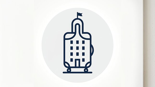 Minimalist hotel suitcase icon representing travel accommodation and hospitality services.