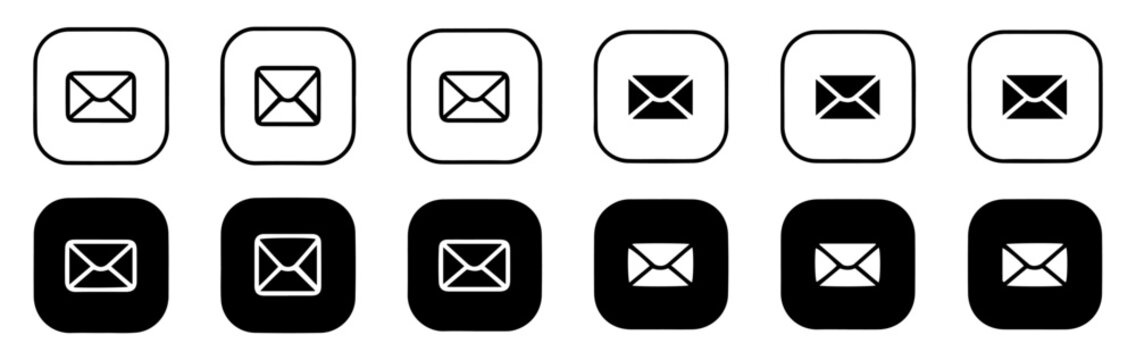 mail envelope button icon set for apps