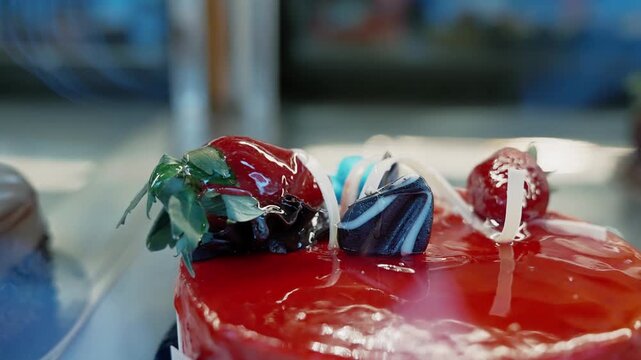 French pastries showcased at a confectionery store in France.