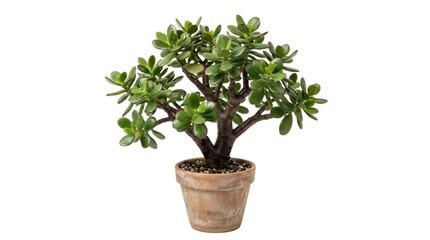 Potted jade plant bonsai isolated on transparent background © BTG