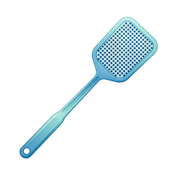 Blue Fly Swatter with Perforated Paddle Illustration
