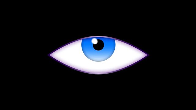 Abstract blue eye animation with smooth blinking and subtle movement on a dark background, suitable for Halloween, mystery, suspense, and creative motion graphics.