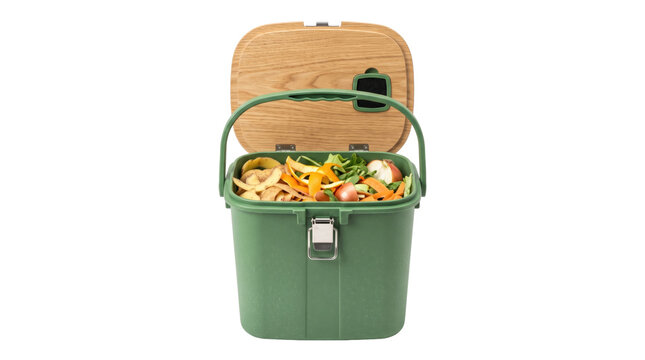 Kitchen compost bin with food scrap waste inside