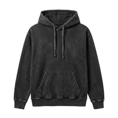 Vintage washed black hooded sweatshirt with pocket © BTG