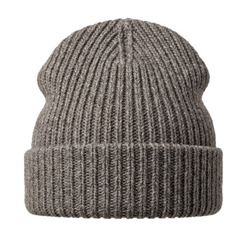 Brown ribbed knit beanie hat for winter fashion