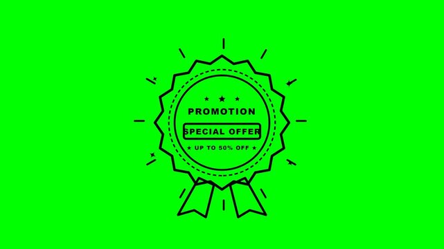 Promotion Special Offer Badge Seal Green Screen Chroma Key Animation Sale Discount Stock Footage.