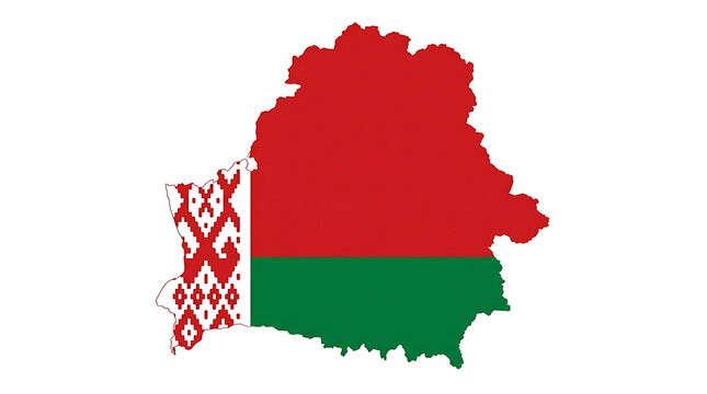 Map of Belarus country with red and green colors illustration