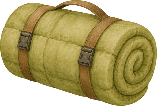 Watercolor Sleeping bag hand painted camping outdoor illustration