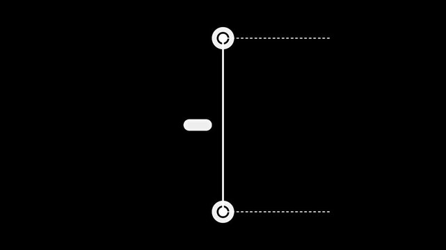 Animated vertical distance measure line, dimension bounds, and HUD UI element on transparent background
