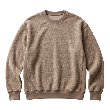 Casual brown heather fleece crewneck sweatshirt