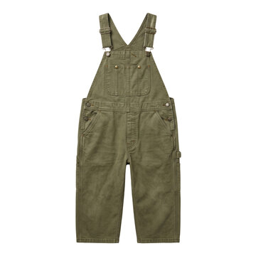 Olive green canvas bib overalls workwear mockup