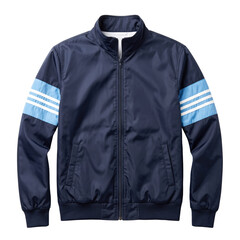 Navy blue zip up athletic track jacket © BTG