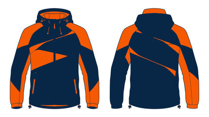 Navy Blue and Orange Hooded Jacket © Udindavva