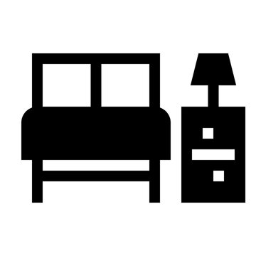 Bedroom Filled style, bed with bedside table and lamp, ideal for home interiors, bedroom layouts, furniture catalogs, and residential design projects.