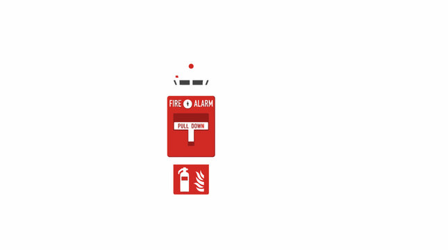 Fire Alarm Pull Station and Extinguisher Icon Isolated