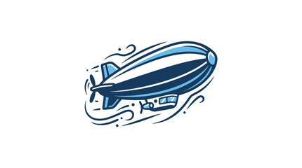 Blue vintage blimp dirigible flying illustration. © Cuhna