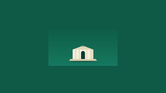 Conceptual digital illustration of a traditional bank building representing financial progress, institutional wealth, economic stability, and secure investment strategies for modern corporate business