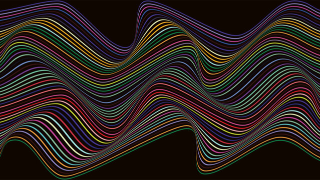 Set Illustration Abstract Dark Background With Hand Drawn Shapes Wavy Lines Smooth and Modern Minimal Style Orange Blue Purple Flat Color Design Vector. Ideal for Social Media Posts, Website Banners
