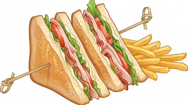 Gourmet Club Sandwich Lunch Vector Illustration