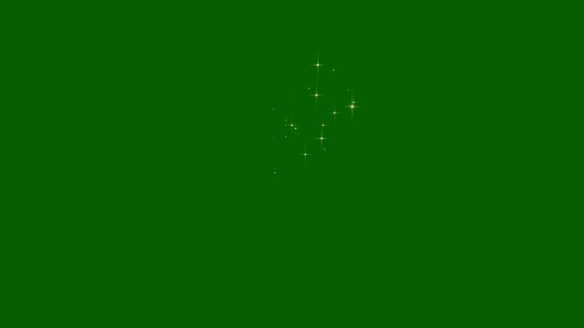 Sparkling stars shine animation with glowing doodle effects, forming smooth light streaks and shimmering particle motion that creates a fantasy style overlay on green screen in 4k