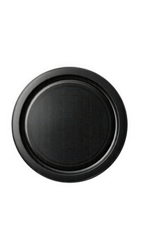 Close-up of black speaker grill with mesh pattern