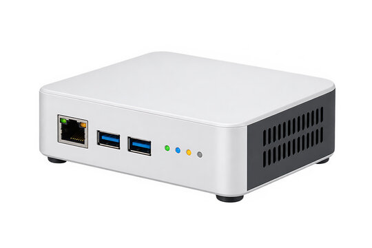 Compact mini PC computer or network hub with multiple ports