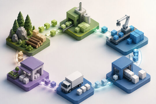 Circular supply chain with connected modular cubes