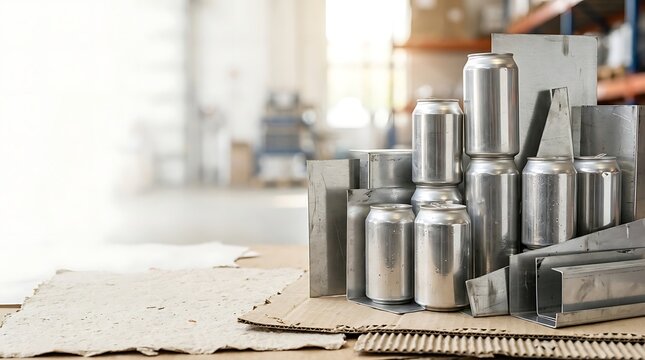 Aluminum Cans and Scrap Metal for Recycling in Warehouse Setting