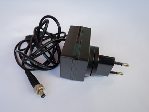 Black Power Adapter Charger with Cable and Two Pin Plug for Electronic Equipment