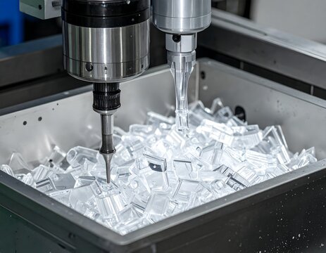 Manufacturing process of clear plastic parts with CNC machine and water jet cutting