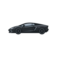 Fototapeta premium Sleek Black Sports Car Isolated on Transparent Background - Modern Luxury Vehicle Vector Illustration