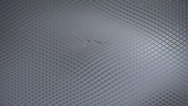 Seamless loop of a futuristic silver geometric cube grid waving slowly with subtle light glimmers