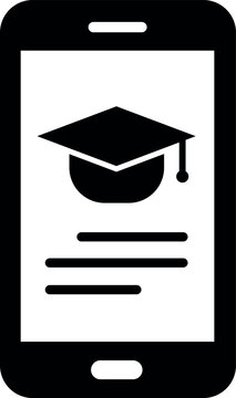Smartphone with graduation certificate icon for mobile learning, online courses, educational apps, digital diplomas and remote education concepts