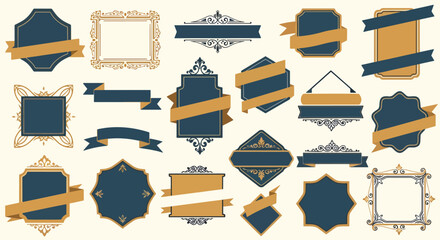 Fototapeta premium Geometric origami paper crane shapes in blue and orange.