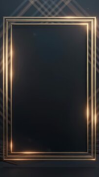 Vertical video: Glinting triple gold frame after top sweep, moving around edges at studio for title