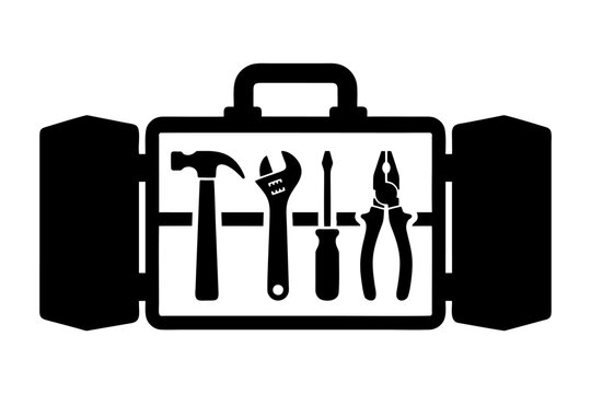 Complete Tool Kit in Open Case Vector Icon