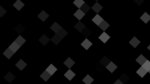 Abstract dark gray pixelated square diamond geometric pattern background featuring flickering monochrome shapes for digital tech or minimalist designs.