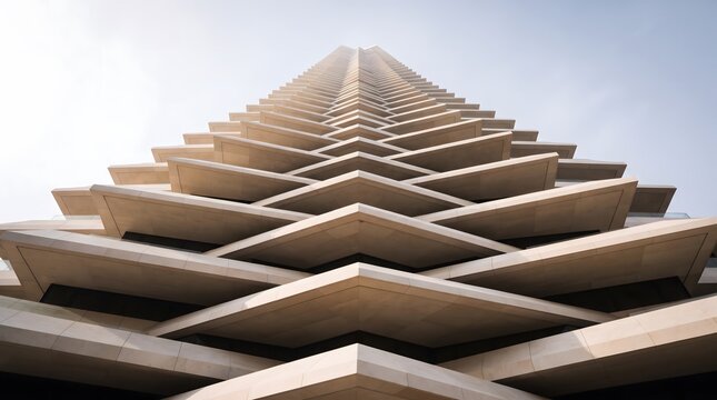 Striking modern architecture with layered geometric design